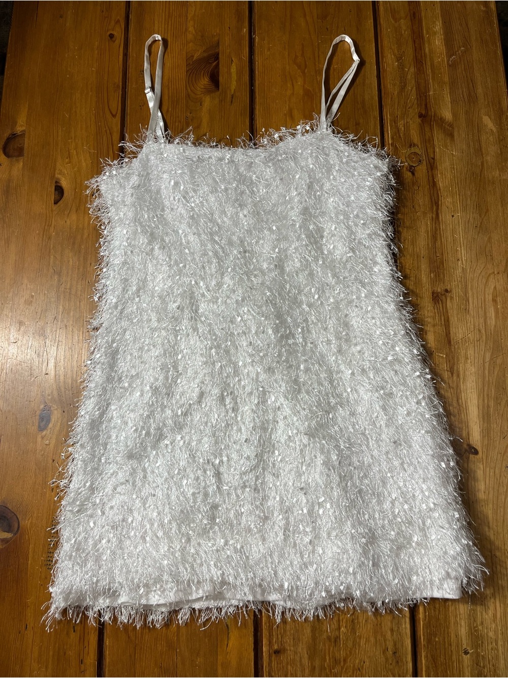 Lulu's White Feather-Trim Satin Mini Dress